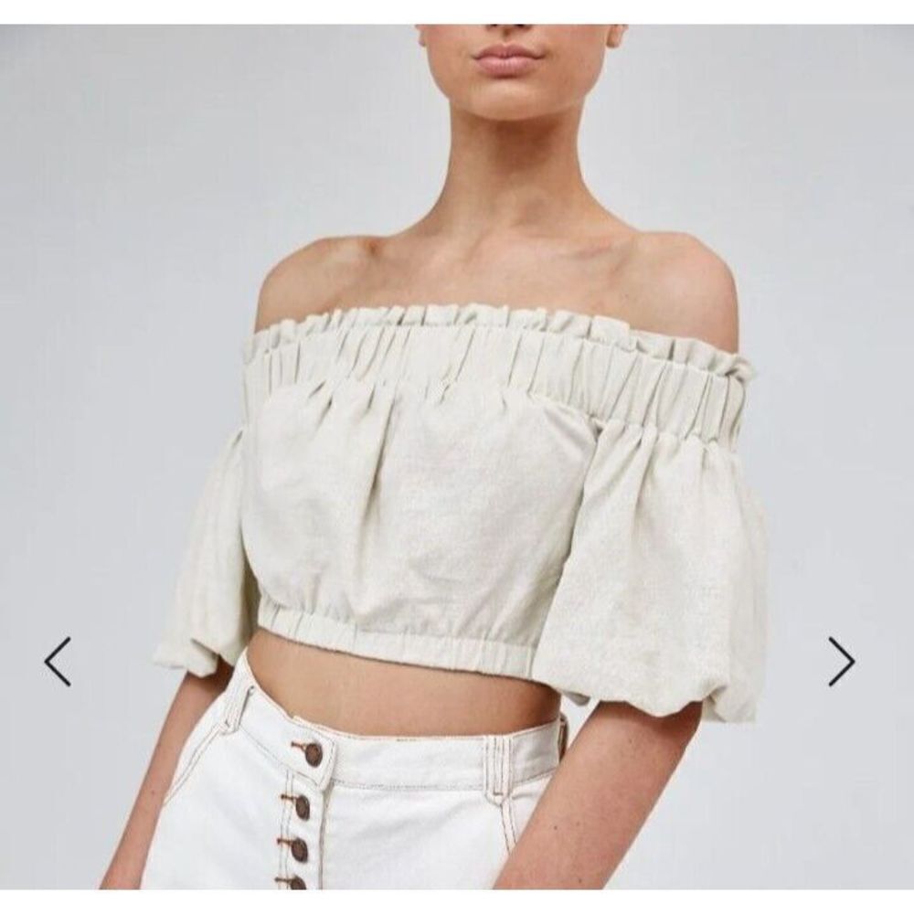 The Fifth Label Blouse Off Shoulder Cropped Beige Theo Wheat‎ Top Size Small/4